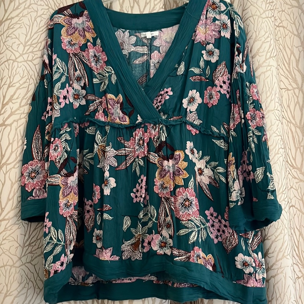 Maurices 3/4 Teal Blouse